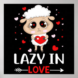Lazy in Love Sheep for Valentine's Day Singles Poster