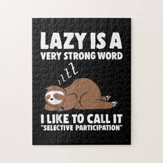 Lazy Is a Very Strong Word Sloth Jigsaw Puzzle (Vertical)