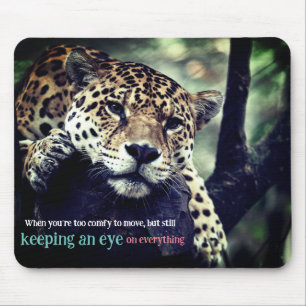 Lazy jaguar in tree photo mouse pad