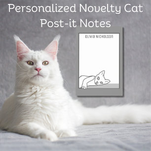 Lazy Kitten Art Personalized Novelty Cat Post-it Notes