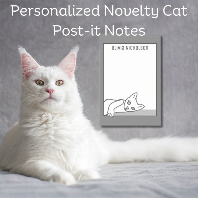 Lazy Kitten Art Personalized Novelty Cat Post-it Notes (Lazy Kitten Art Personalized Novelty Cat Post-it Notes)