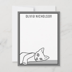 Lazy Kitten Whimsical Personalized Note Cards