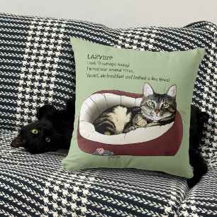 Lazy Kitty Throw Pillow