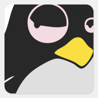 LAZY LINUX TUX PENGUIN SQUARE STICKER