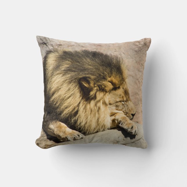 Lazy Lion Throw Pillow (Front)