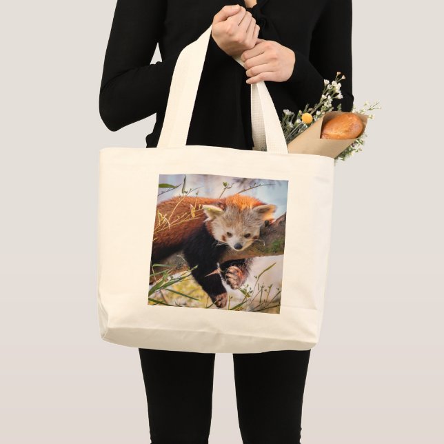 Lazy little red panda large tote bag (Front (Product))