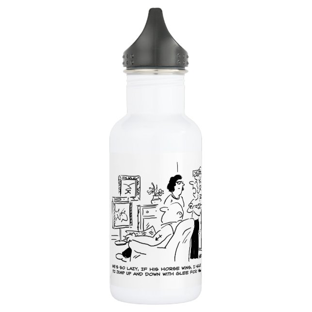 Lazy Man Watches Horse Racing on Television Stainl 532 Ml Water Bottle (Left)