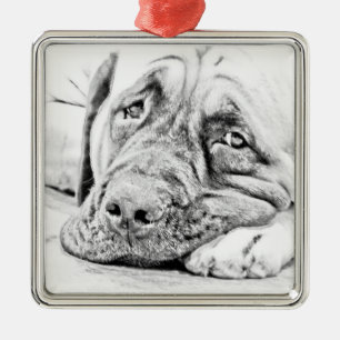 Lazy Mastiff Metal Ornament