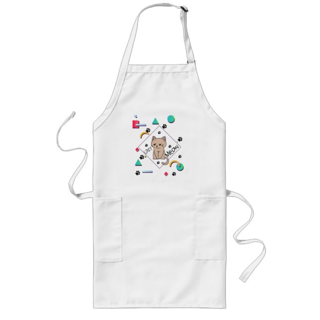 Lazy Meow – best  Lazy Cat Design Long Apron (Front)