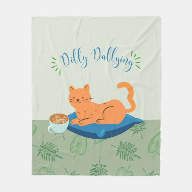 Lazy Orange Cat Fleece Blanket (Front)