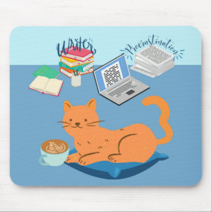 Lazy Orange Cat Mouse Pad