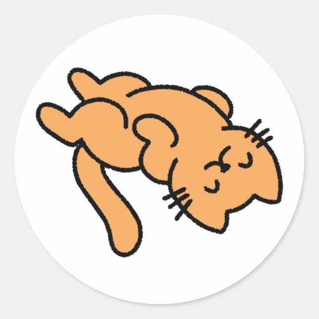 Lazy Orange Cat Sticker – Cute Sleepy Kitty Vinyl  (Front)