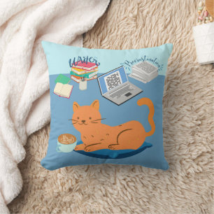 Lazy Orange Cat Throw Pillow