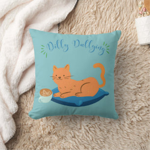  Lazy Orange Cat Throw Pillow