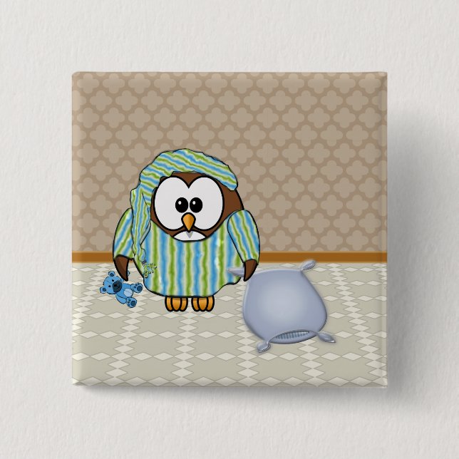 lazy owl - I don't do Mondays! 2 Inch Square Button (Front)