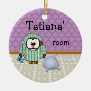 lazy owl - I don't do Mondays! Ceramic Ornament