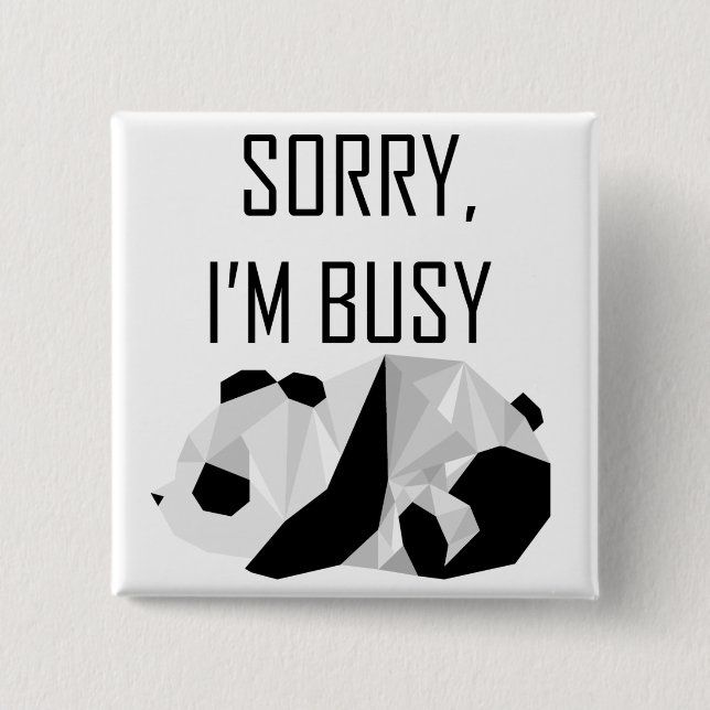 Lazy Panda Badge 2 Inch Square Button (Front)