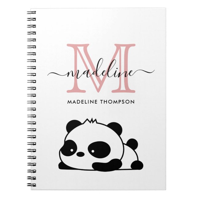 Lazy Panda Blush Pink Monogram Script Notebook (Front)
