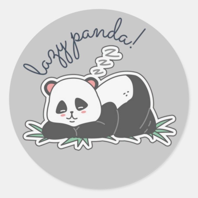 Lazy Panda Classic Round Sticker (Front)