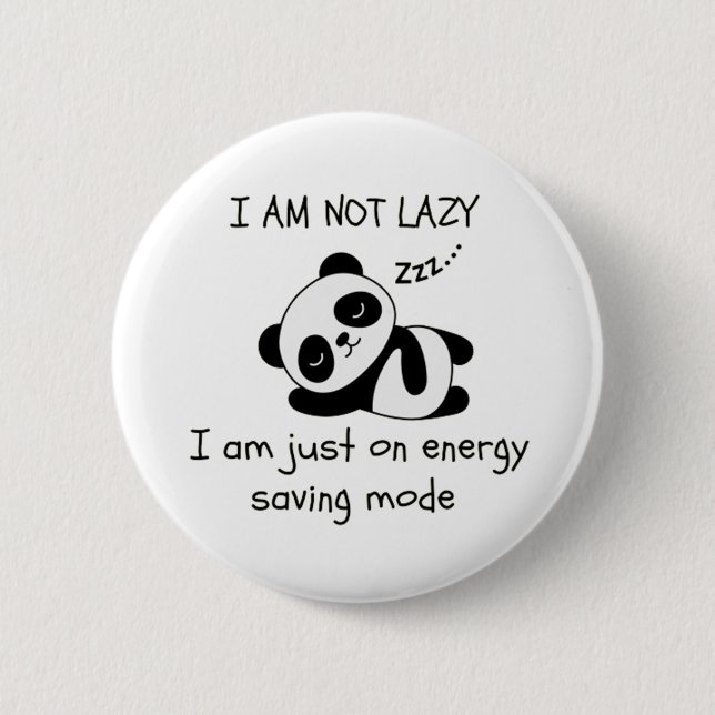 lazy panda funny 2 inch round button (Front)