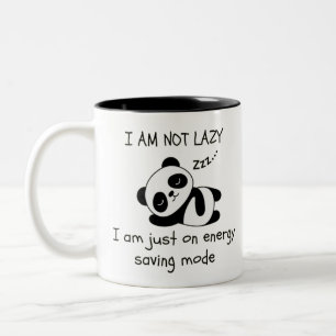 lazy panda funny Two-Tone coffee mug