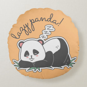 Lazy Panda Round Pillow