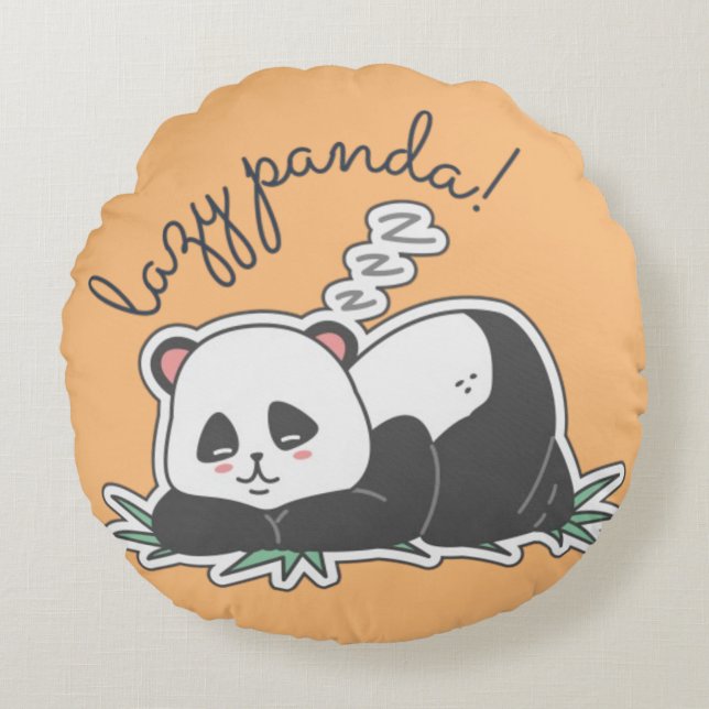 Lazy Panda Round Pillow (Front)