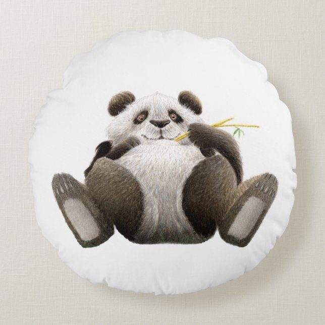 Lazy Panda Round Pillow (Front)