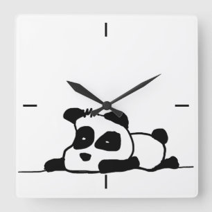 Lazy panda square wall clock