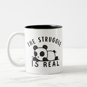 Lazy Panda The Struggle Is Real Two-Tone Coffee Mug