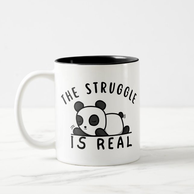 Lazy Panda The Struggle Is Real Two-Tone Coffee Mug (Left)
