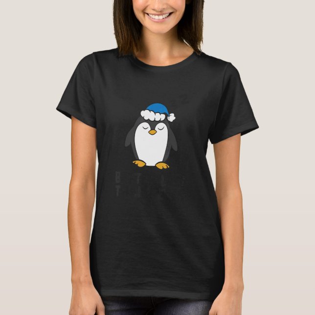 Lazy Penguin Tardy Better Late Than Never Penguin T-Shirt (Front)