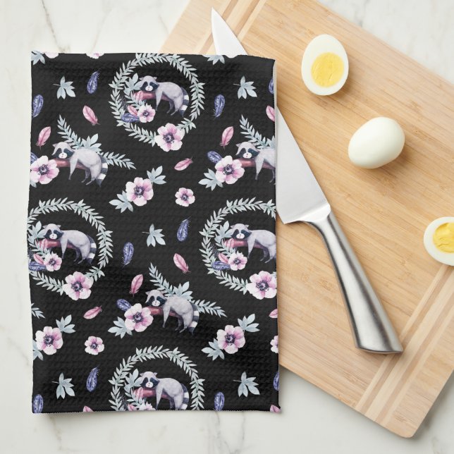 Lazy Raccoon Kitchen Towel (Quarter Fold)