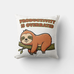 Lazy Retro Sloth Square Throw Pillow