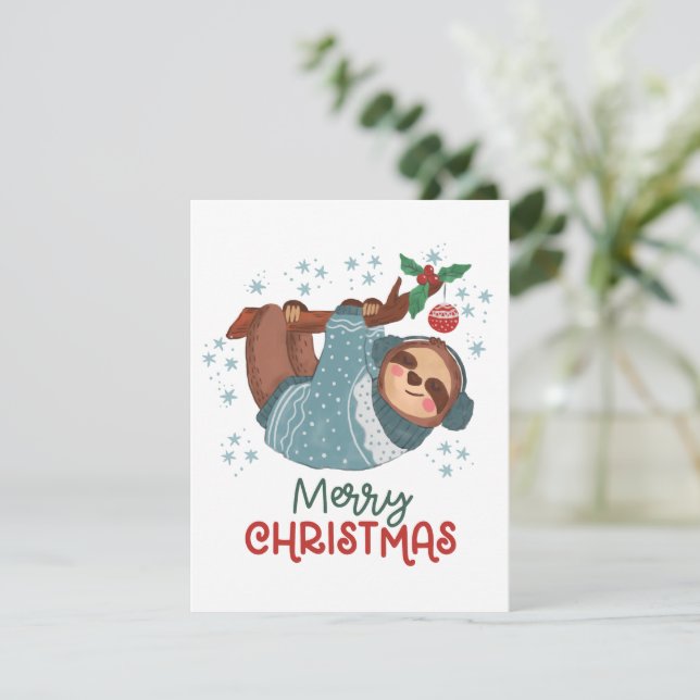 Lazy Sloth Christmas Card (Standing Front)