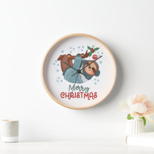 Lazy Sloth Christmas  Clock