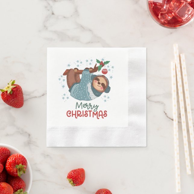 Lazy Sloth Christmas  Napkin (Insitu)