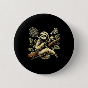 Lazy Sloth Dminton Player Shuttle 1 2 Inch Round Button