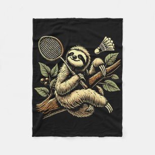 Lazy Sloth Dminton Player Shuttle 1 Fleece Blanket