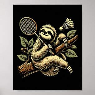 Lazy Sloth Dminton Player Shuttle 1  Poster
