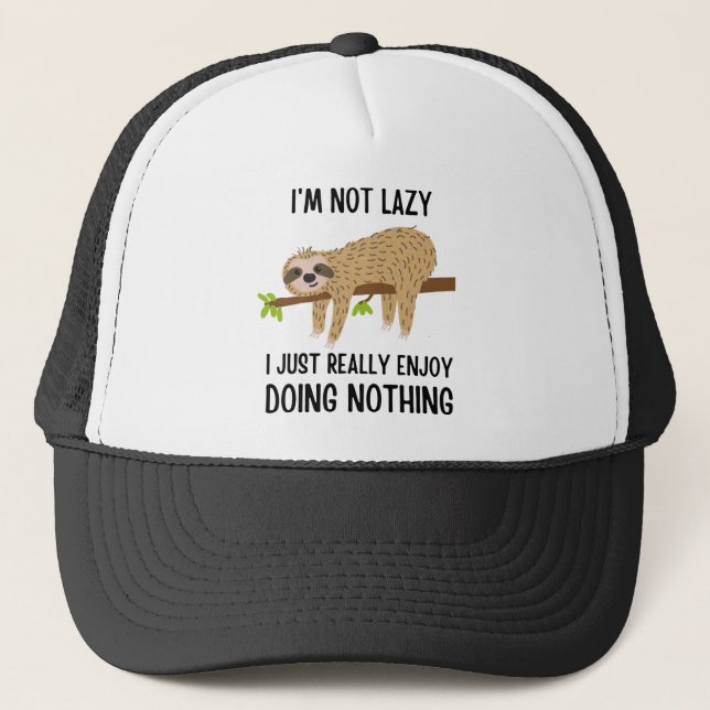 Lazy Sloth Doing Nothing Trucker Hat (Front)