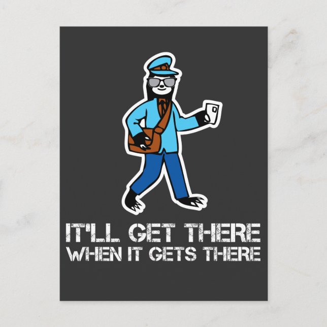 Lazy Sloth Funny Rural Mailman Mail Carrier Postcard (Front)
