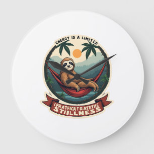 Lazy Sloth Humor Shirt Selective Effort Vintage Large Clock