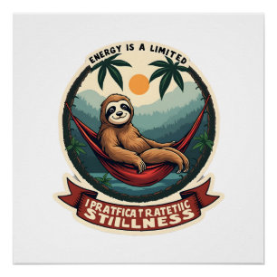 Lazy Sloth Humor Shirt Selective Effort Vintage Poster