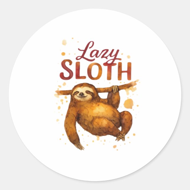 Lazy Sloth in Alcohol Ink Classic T-Shirt Classic Round Sticker (Front)