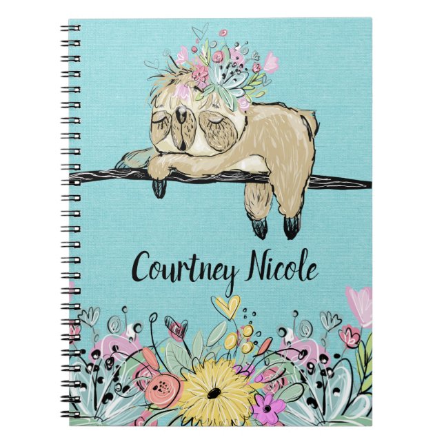 Lazy Sloth Personalized Notebook & Journal (Front)