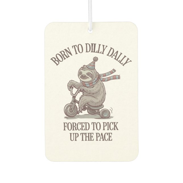 Lazy Sloth Retro Bike Cartoon Air Freshener (Front)