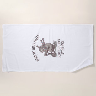 Lazy Sloth Retro Bike Cartoon Beach Towel