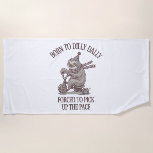 Lazy Sloth Retro Bike Cartoon Beach Towel