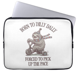 Lazy Sloth Retro Bike Cartoon Laptop Sleeve